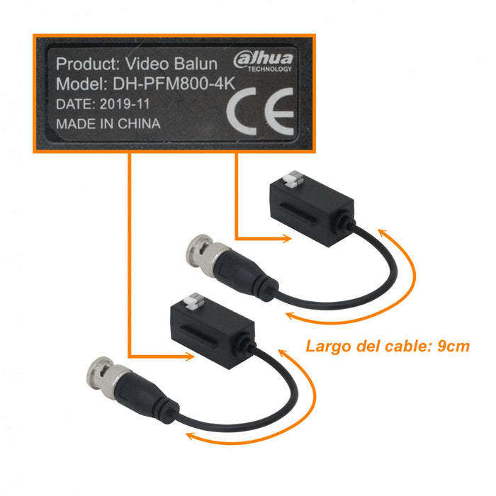 Balun de Video Pasivo 4K para CCTV DAHUA Clickbox