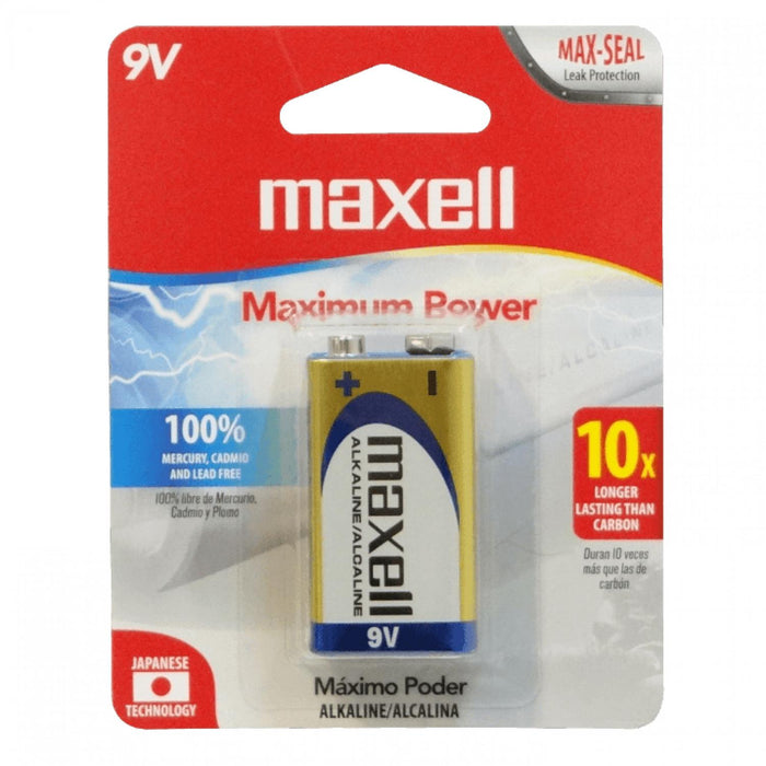 Batería alcalina 9V MAXELL de larga Clickbox