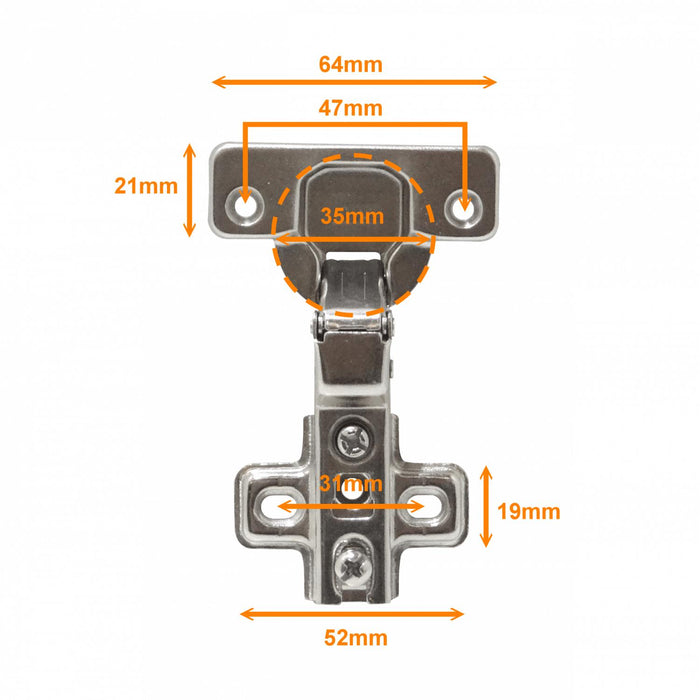 Bisagra semi-curva para muebles con cazoleta de Clickbox