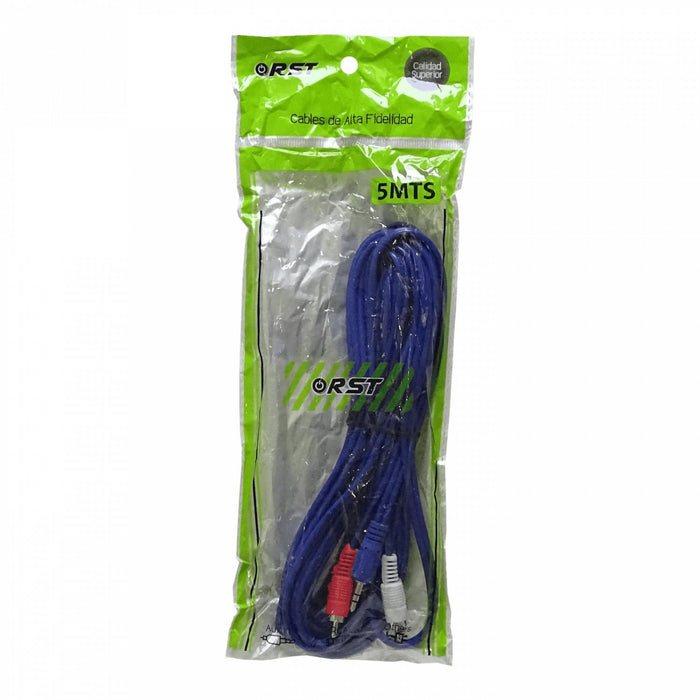 Cable de audio macho a macho 3,5mm a 2-RCA de 5 Clickbox