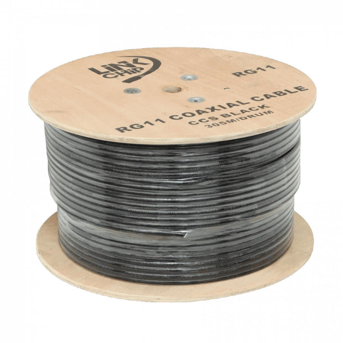 Cable coaxial negro de 305 metros RG11 para uso Clickbox