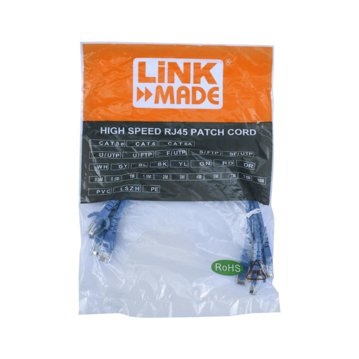 Cable de conexión CAT6 azul de 30cm inyectado con Clickbox