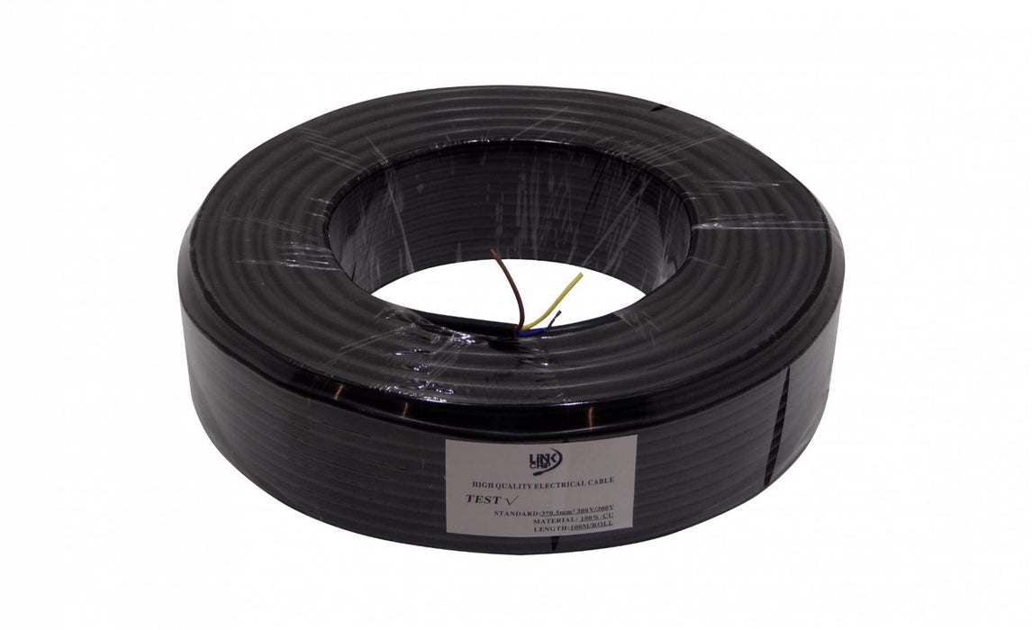 Cable eléctrico negro RV-K 3x0,50mm 100m Clickbox