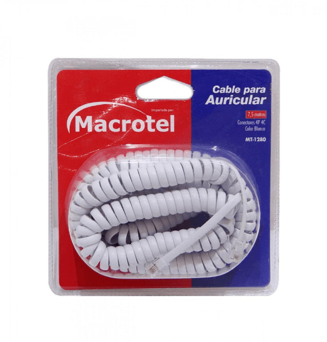 Cable espiralado RJ9 M-M de 7,5mt para teléfono Clickbox