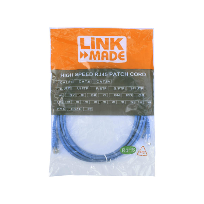 Cable de red Cat5e inyectado de 3 metros, azul Clickbox