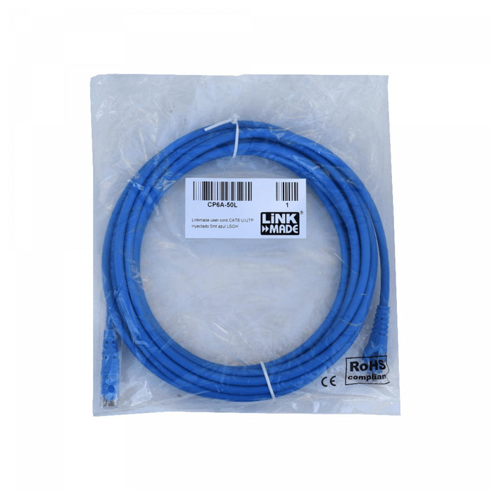 Cable de red Cat6 U/UTP de 5 metros azul LSZH Clickbox