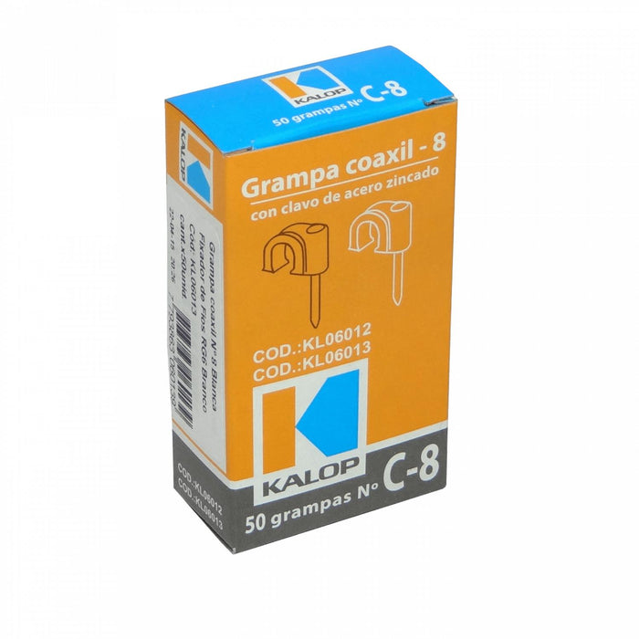 Grampa de sujeción para cable coaxial. Clickbox