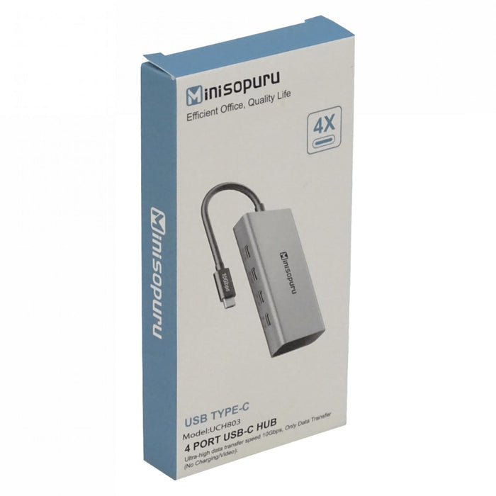 Hub USB-C 10Gbps 1 USB-CM 4 USB-CH Aluminio 15cm Clickbox