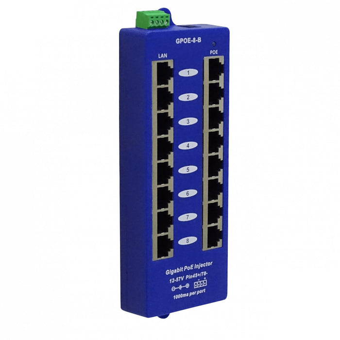 Inyector PoE Pasivo 8 Puertos 1A 16 RJ45 Jack Clickbox