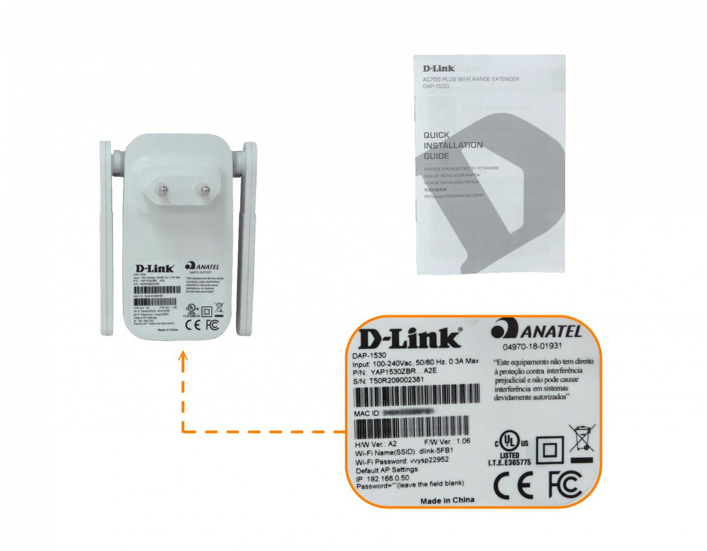 Repetidor de señal inalámbrica D-LINK AC750 para Clickbox