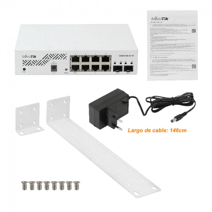 Switch Mikrotik 8 puertos Gigabit con 2 puertos Clickbox