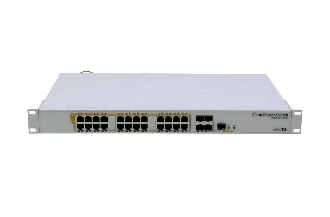 Switch Mikrotik CRS328-24P-4S+RM con 24 puertos Clickbox