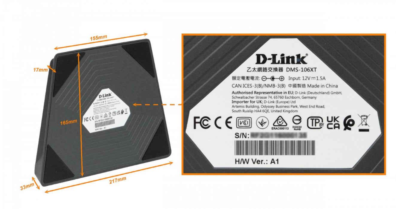 Switch no-administrable D-LINK 5-2500 1-10G con Clickbox