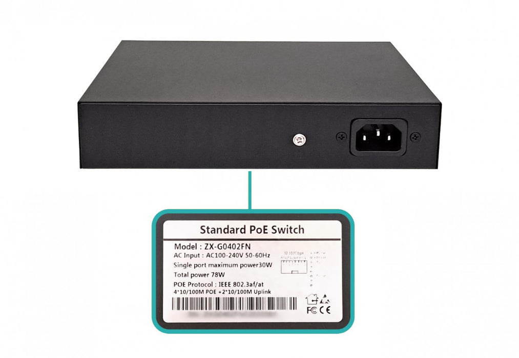 Switch PoE 4 puertos 100Mbps 2 puertos 100Mbps Clickbox