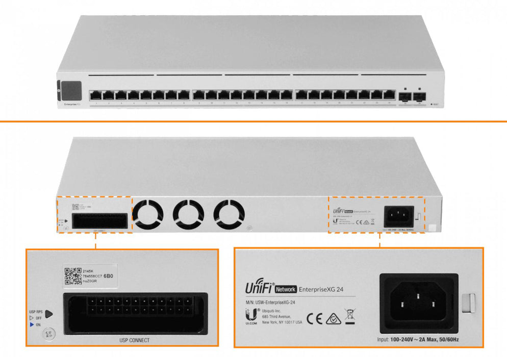Switch UBIQUITI 24-10G 2-SFP28-25G con UniFi Clickbox