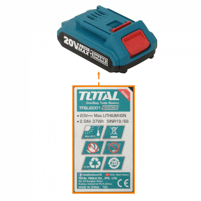 Taladro inalámbrico TOTAL P20S 20V con capacidad Clickbox