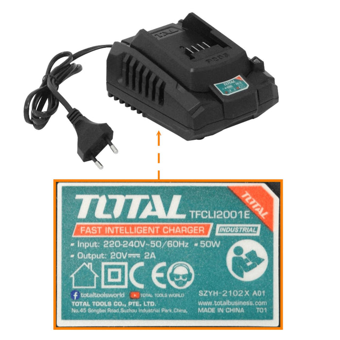 Taladro inalámbrico TOTAL P20S 20V con capacidad Clickbox