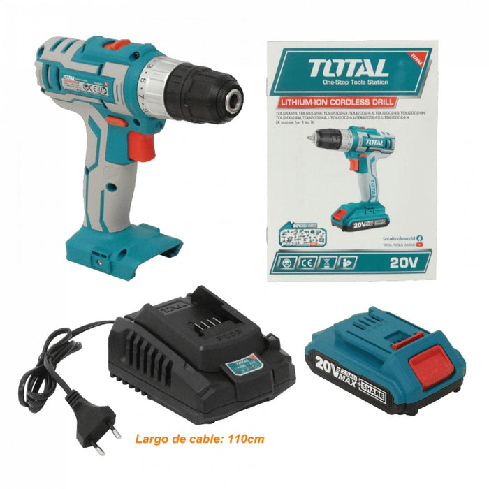 Taladro inalámbrico TOTAL P20S 20V con capacidad Clickbox