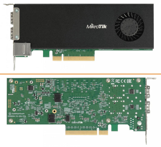 Tarjeta de Red PCIe-x8 MIKROTIK 2 SFP28 25G 1 Clickbox