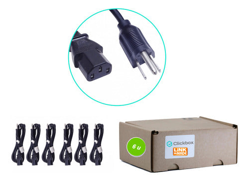Clickbox Pack 6 Unid Mayorista Cable Poder Usa A C13