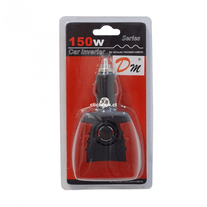 Inversor de 150W 12VDC a 220VAC con Puerto USB de Clickbox