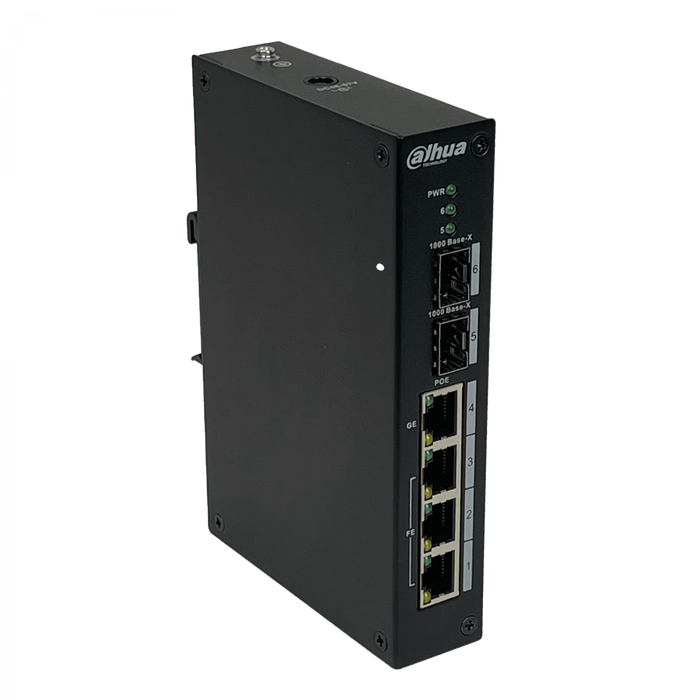 Switch DAHUA 4 POE puertos 2 SFP 120W Riel DIN 53V Incluido