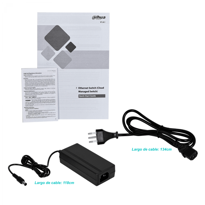 Switch DAHUA 6 Puertos 4 PoE 60W Industrial 26mm 53V Incluido