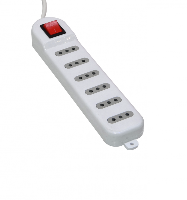 Alargador Zapatilla KALOP 5mts 6 tomas Blanco 10A con luz piloto