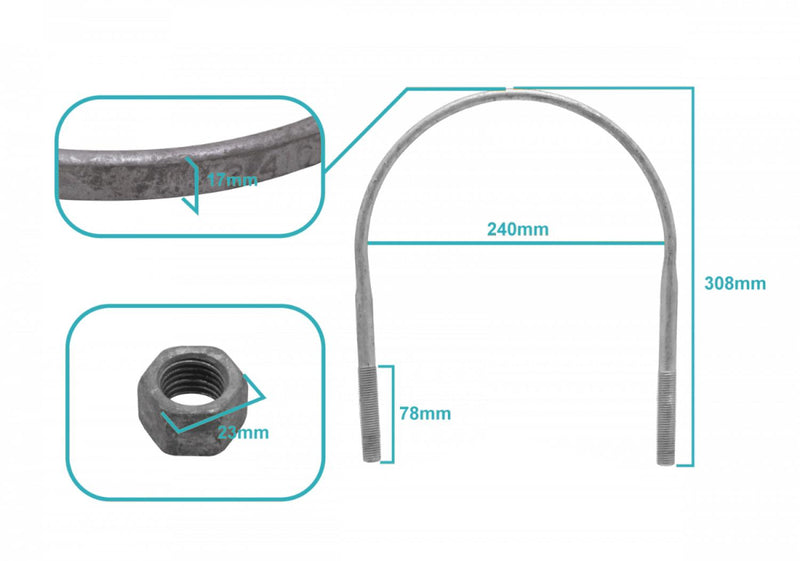 Abrazadera Galvanizada 207-240mm p/Poste Clickbox