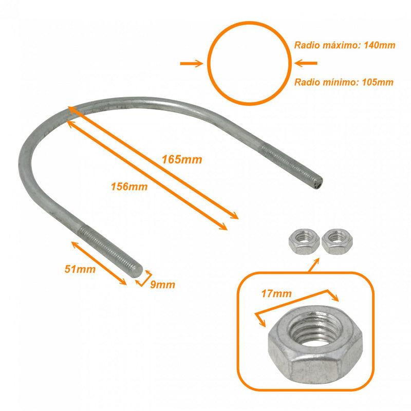 Abrazadera para poste de 105-140mm con 2 tuercas Clickbox