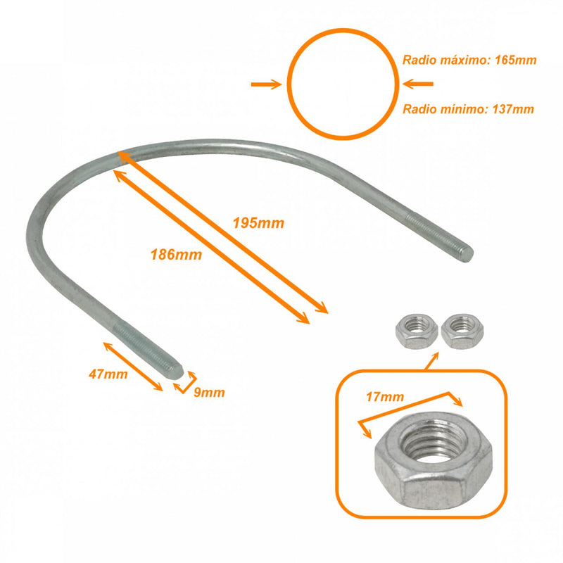 Abrazadera para poste de 137-165mm con 2 tuercas Clickbox