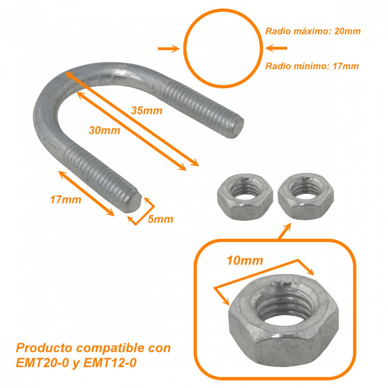Abrazadera para Poste de 17-20mm con 2 Tuercas y Clickbox