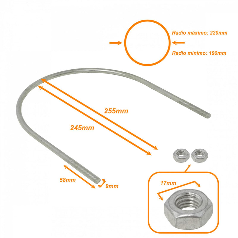 Abrazadera para poste de 190-220mm con 2 tuercas Clickbox