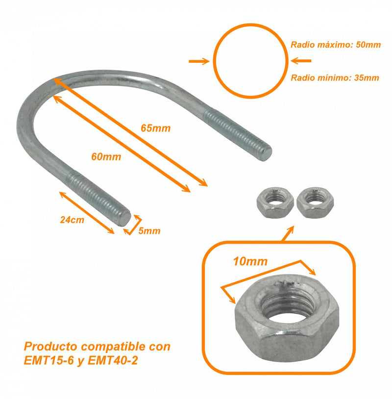 Abrazadera para poste de 35-50mm con 2 tuercas y Clickbox