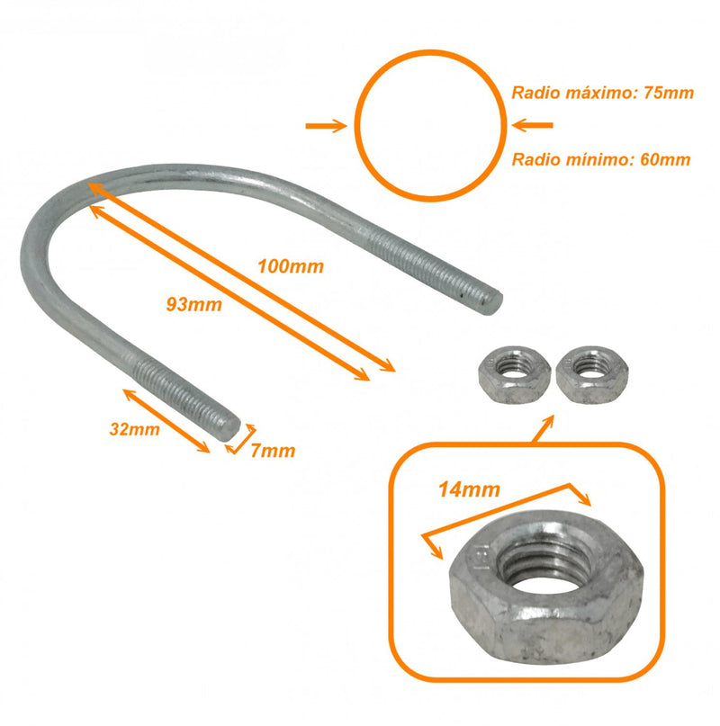 Abrazadera para poste de 60-75mm con 2 tuercas y Clickbox