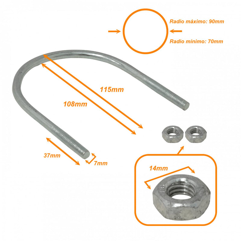 Abrazadera para poste de 70-90mm con 2 tuercas y Clickbox