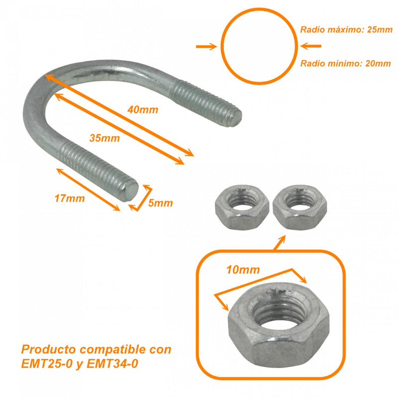 Abrazadera para Poste Tubo 20-25mm c/2 Clickbox