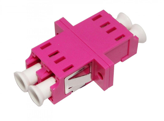 Adaptador fibra óptica LC-LC fucsia. Clickbox