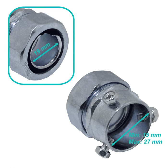 Adaptador Metalico Flexible para Conduit EMT de Clickbox