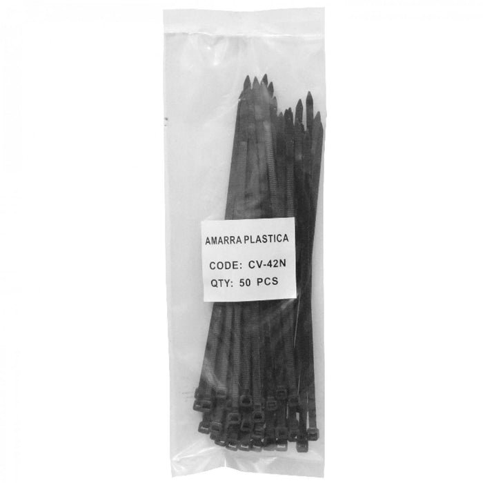 Amarra Plastica Nylon 4.8x200mm Negra 50 Clickbox