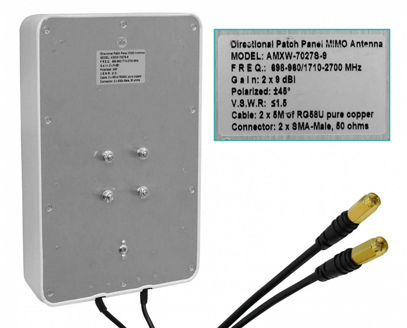 Antena Panel 2x7/9dBi 2-SMA-M/5mt Clickbox