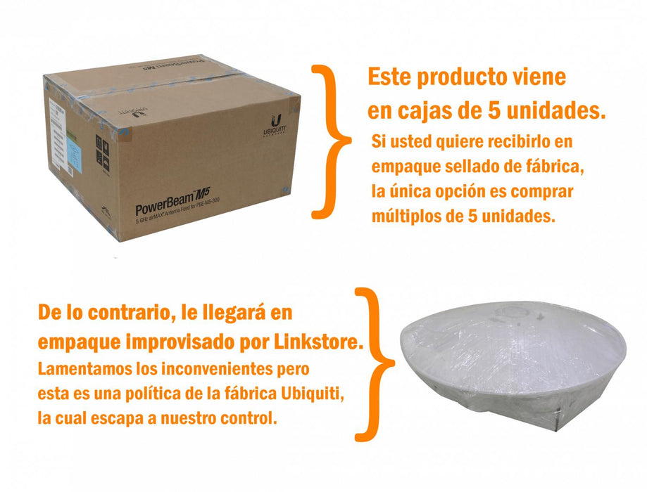 Antena UBIQUITI 5GHz 22dBi 300mm PowerBeam con Clickbox