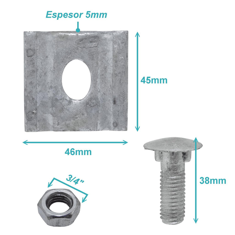 Brida hexagonal para sujeción de postes. Clickbox