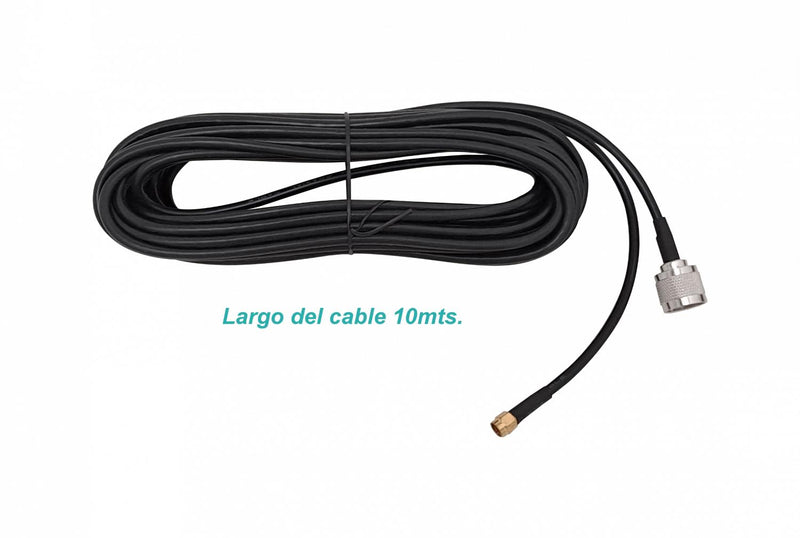Cable Coaxial Negro 10mt RPSMA-Macho N-Macho Clickbox