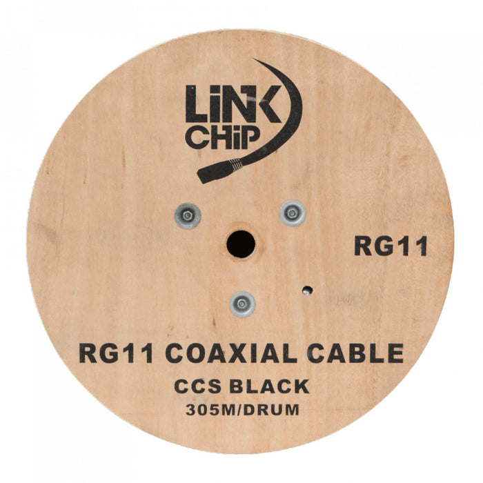 Cable coaxial negro de 305 metros RG11 para uso Clickbox