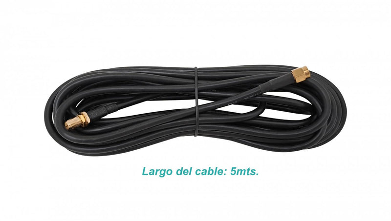 Cable Coaxial Negro 5mt RG58 RPSMA-Hembra a Clickbox