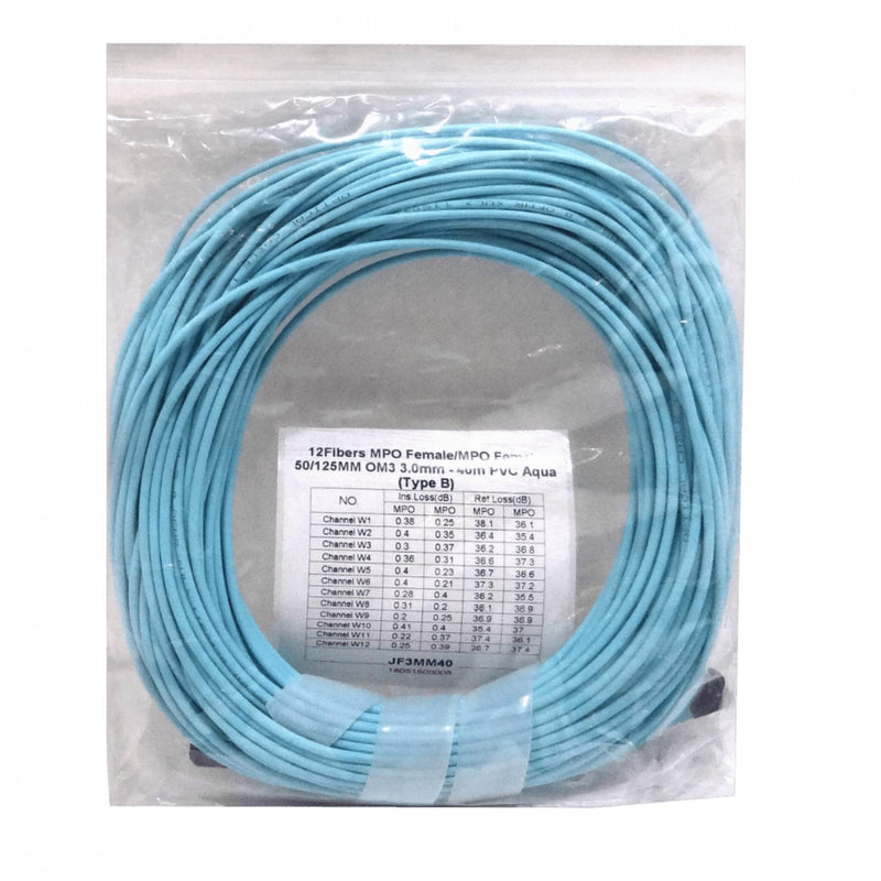 Cable de fibra óptica multimodo OM3 MPO-MPO de 40 Clickbox