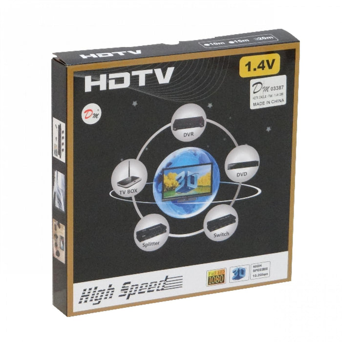 Cable HDMI-M HDMI-M plano 20m negro Clickbox