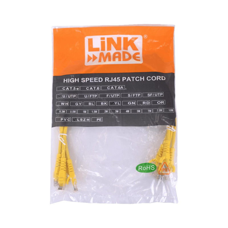 Cable de parche Cat5E amarillo de 30 cm inyectado Clickbox