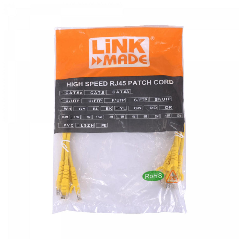 Cable de parche Cat5E amarillo de 50 cm inyectado Clickbox